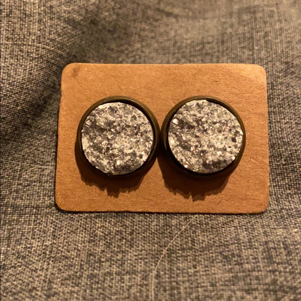 Silver Geode Style Earrings